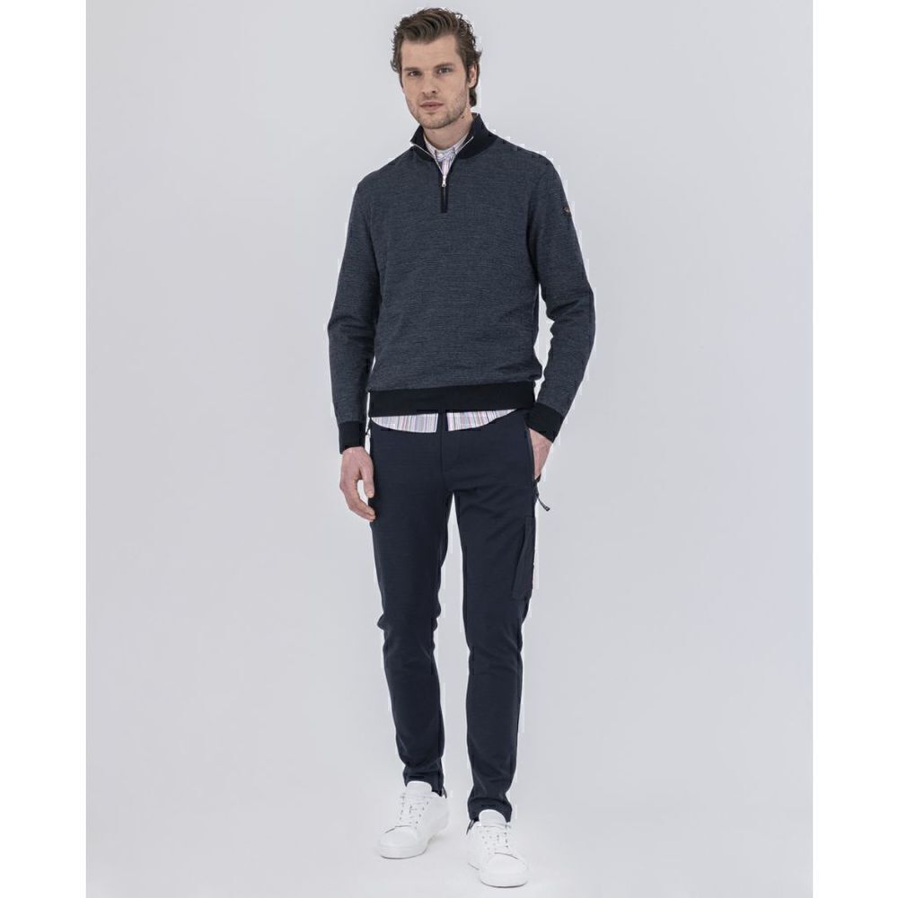 NWT Paul & Shark Summer wool jacquard half zip sweater with iconic badge